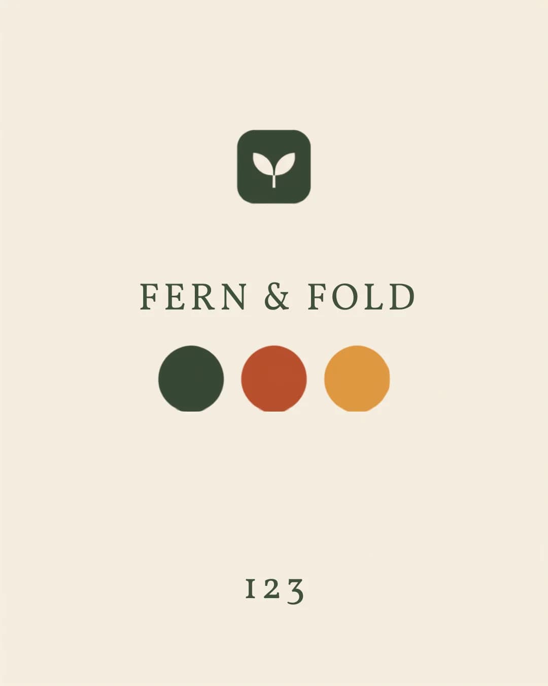 Example logo kit for the Fern & Fold demo brand: mark, wordmark and colour palette