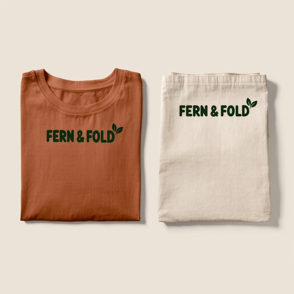 Example merch graphics from the Fern & Fold demo brand kit