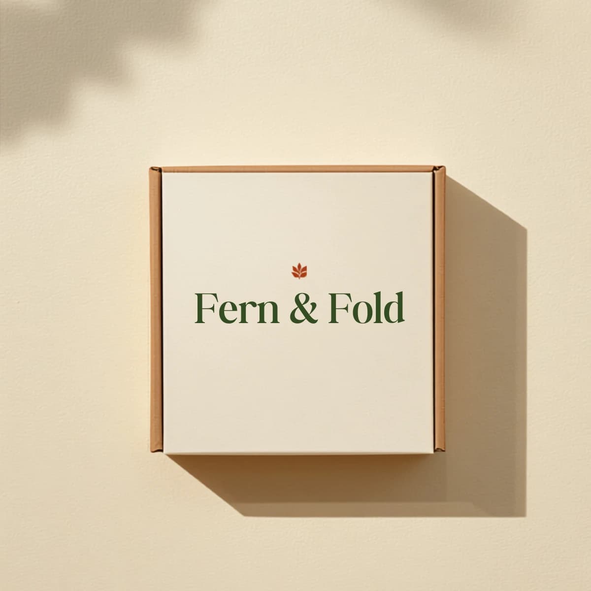 Example print & packaging from the Fern & Fold demo brand kit
